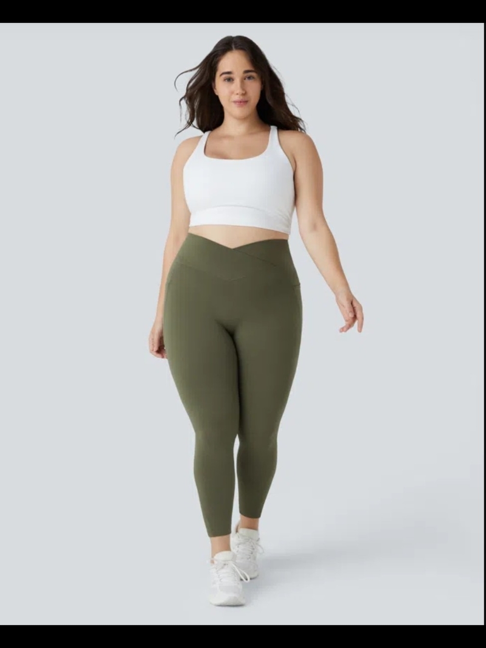 NWOT HALARA High-Waist V-Front Olive Green Leggings